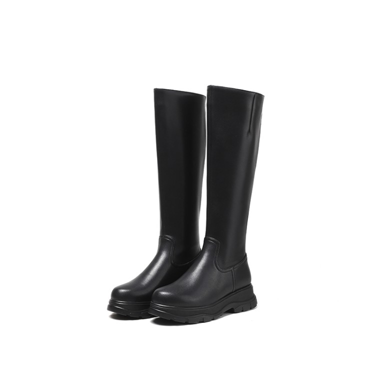 Women's Black High Shaft Knight Boots Casual Platform Round Toe - Image 5