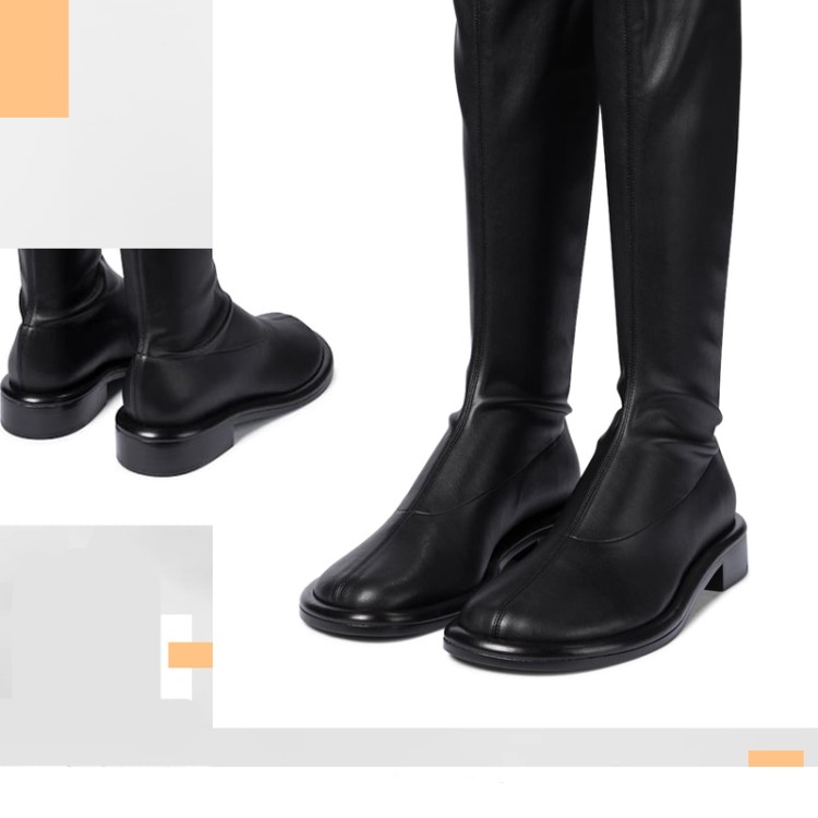 Knight Boots Over-the-Knee Low Chunky Heel Round Toe - Image 3
