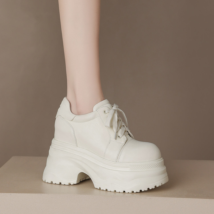 Deep Mouth Flat Shoes with T-Strap and Hidden Heel
