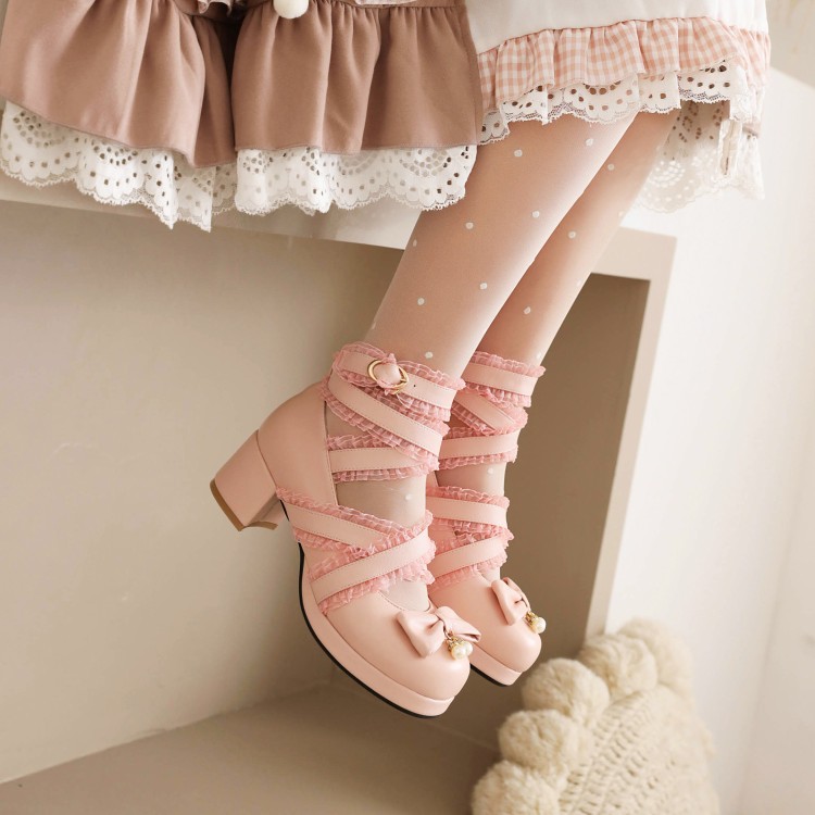Lolita Cross-Strap Flat Shoes for Kids and Students - Image 2