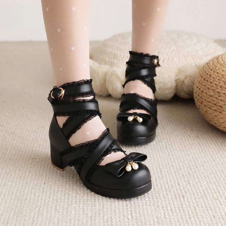 Lolita Cross-Strap Flat Shoes for Kids and Students - Image 3