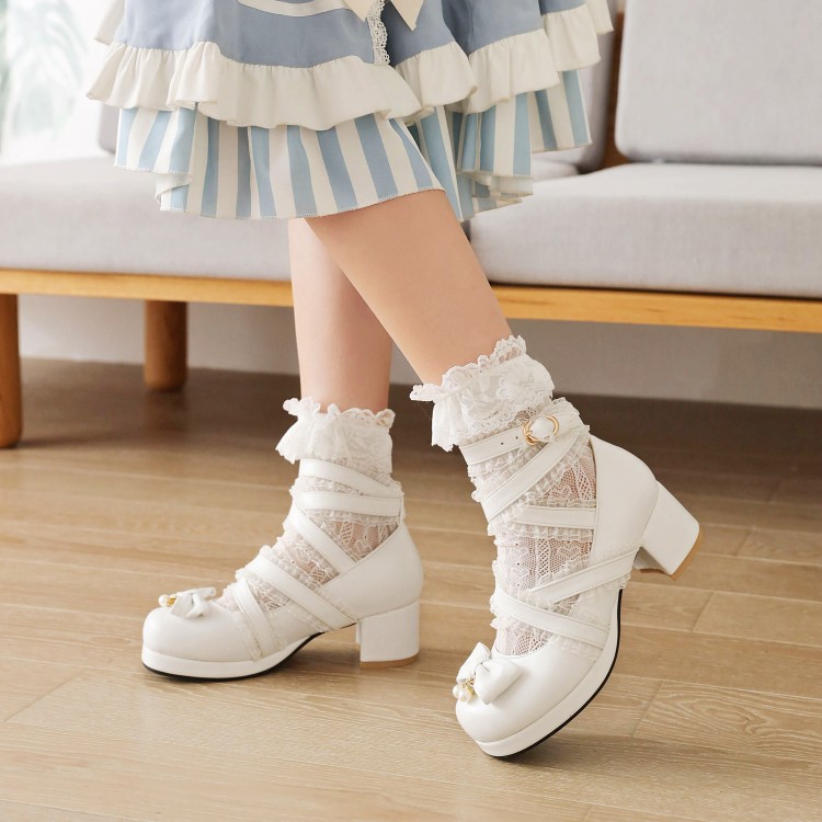 Lolita Cross-Strap Flat Shoes for Kids and Students - Image 4
