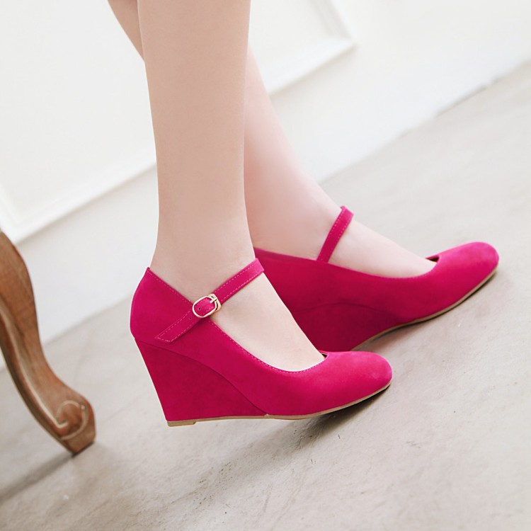 Sweet Round Toe Flat Shoes with Ankle Strap
