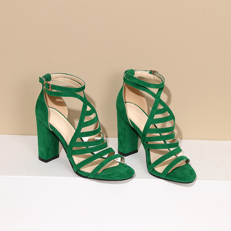 Women's Peep Toe Chunky High Heel Sandal Boots
