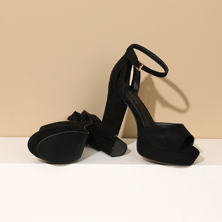 Women's Peep-Toe Chunky High Heel Sandals - Image 2