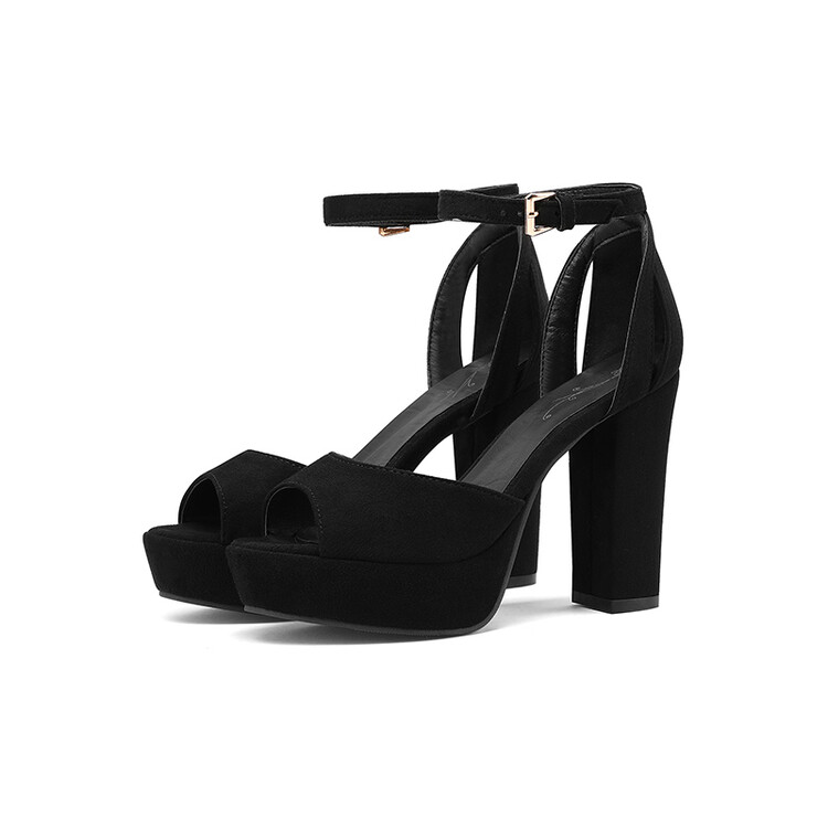 Women's Peep-Toe Chunky High Heel Sandals - Image 4
